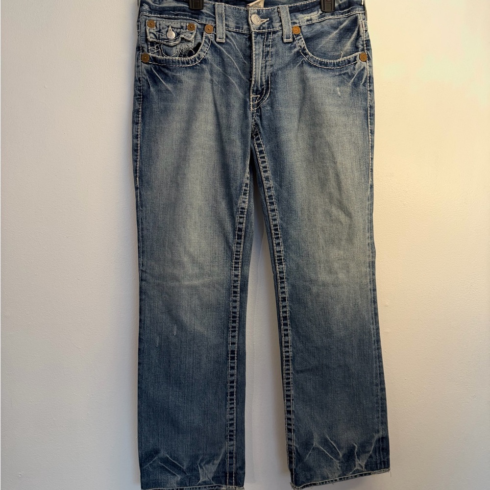 True Religion Blue Denim Jeans with Signature Stitching